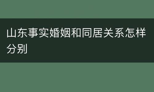 山东事实婚姻和同居关系怎样分别