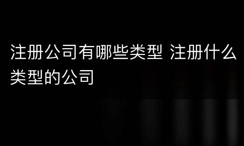 注册公司有哪些类型 注册什么类型的公司