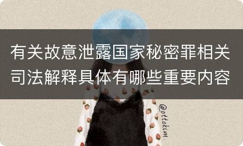 有关故意泄露国家秘密罪相关司法解释具体有哪些重要内容