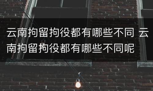 云南拘留拘役都有哪些不同 云南拘留拘役都有哪些不同呢
