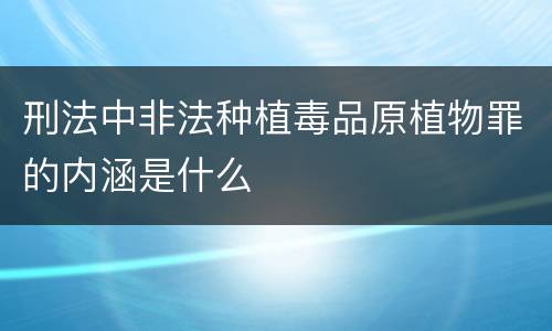 刑法中非法种植毒品原植物罪的内涵是什么