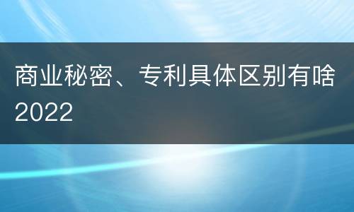 商业秘密、专利具体区别有啥2022