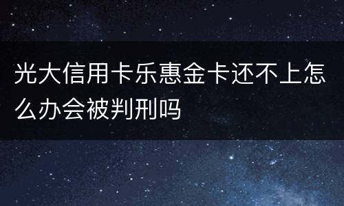 光大信用卡乐惠金卡还不上怎么办会被判刑吗