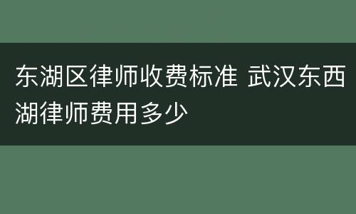 东湖区律师收费标准 武汉东西湖律师费用多少