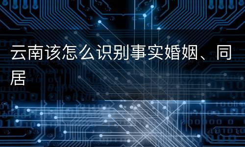 云南该怎么识别事实婚姻、同居