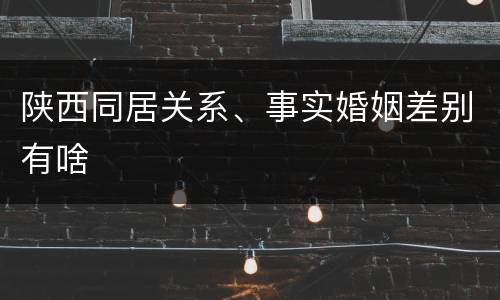 陕西同居关系、事实婚姻差别有啥