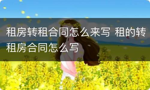 租房转租合同怎么来写 租的转租房合同怎么写
