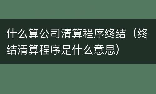 什么算公司清算程序终结（终结清算程序是什么意思）