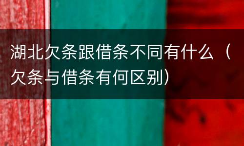 湖北欠条跟借条不同有什么（欠条与借条有何区别）