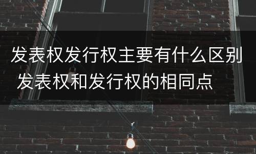发表权发行权主要有什么区别 发表权和发行权的相同点