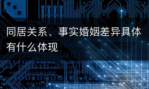 同居关系、事实婚姻差异具体有什么体现