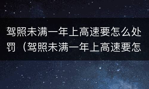 驾照未满一年上高速要怎么处罚（驾照未满一年上高速要怎么处罚呢）