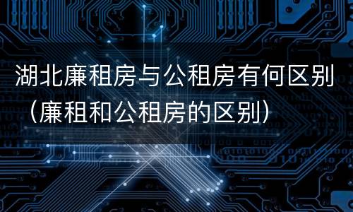 湖北廉租房与公租房有何区别（廉租和公租房的区别）
