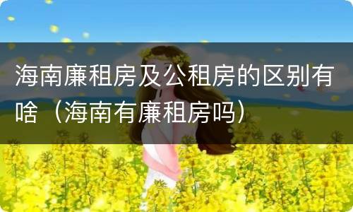 海南廉租房及公租房的区别有啥（海南有廉租房吗）