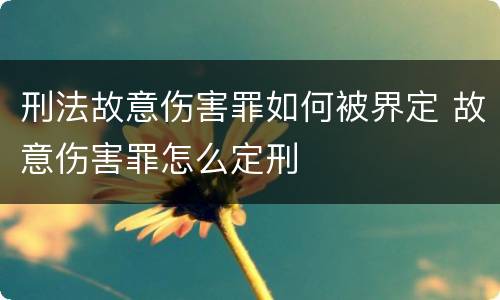 刑法故意伤害罪如何被界定 故意伤害罪怎么定刑
