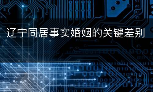 辽宁同居事实婚姻的关键差别