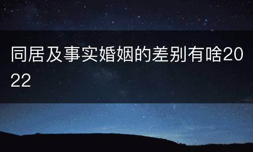 同居及事实婚姻的差别有啥2022