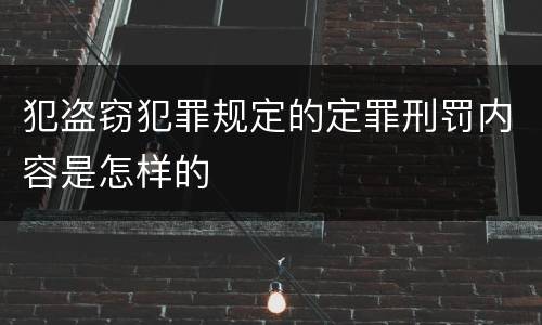犯盗窃犯罪规定的定罪刑罚内容是怎样的
