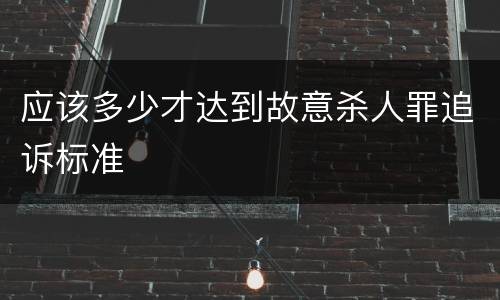 应该多少才达到故意杀人罪追诉标准