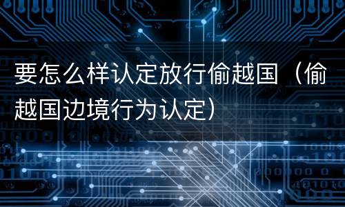 要怎么样认定放行偷越国（偷越国边境行为认定）