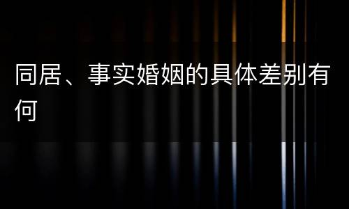 同居、事实婚姻的具体差别有何