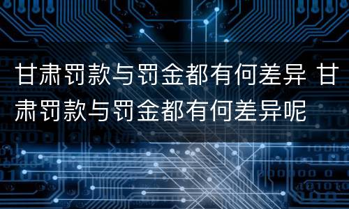 甘肃罚款与罚金都有何差异 甘肃罚款与罚金都有何差异呢