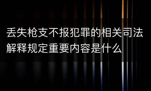 丢失枪支不报犯罪的相关司法解释规定重要内容是什么