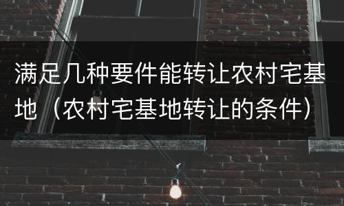 满足几种要件能转让农村宅基地（农村宅基地转让的条件）