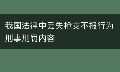 我国法律中丢失枪支不报行为刑事刑罚内容