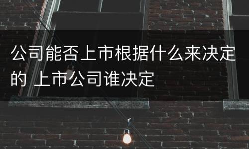 公司能否上市根据什么来决定的 上市公司谁决定