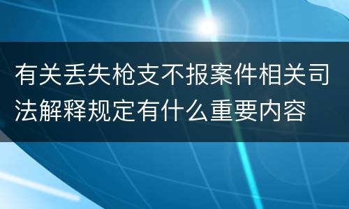 有关丢失枪支不报案件相关司法解释规定有什么重要内容
