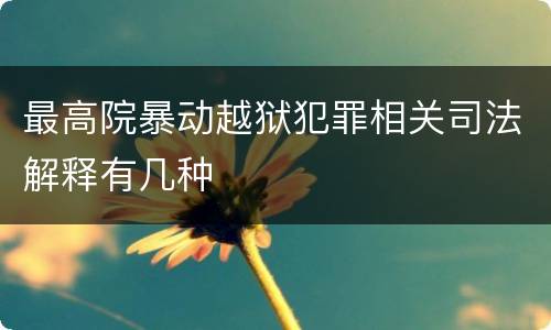 最高院暴动越狱犯罪相关司法解释有几种