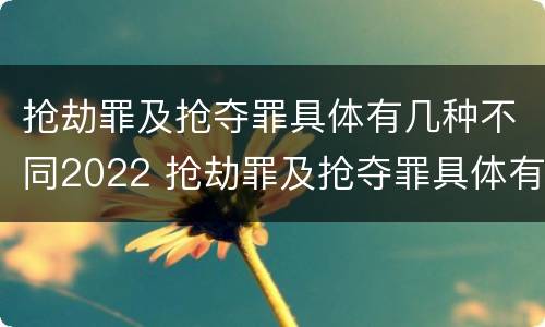 抢劫罪及抢夺罪具体有几种不同2022 抢劫罪及抢夺罪具体有几种不同2022年刑法