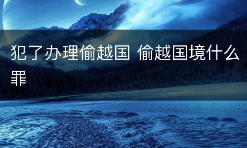 犯了办理偷越国 偷越国境什么罪