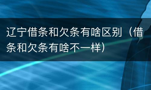 辽宁借条和欠条有啥区别（借条和欠条有啥不一样）