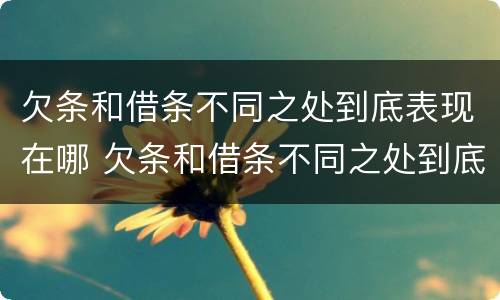 欠条和借条不同之处到底表现在哪 欠条和借条不同之处到底表现在哪些方面