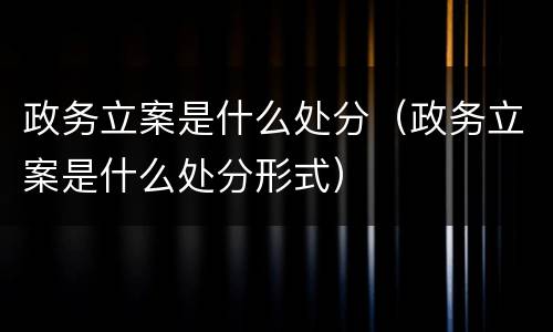 政务立案是什么处分（政务立案是什么处分形式）