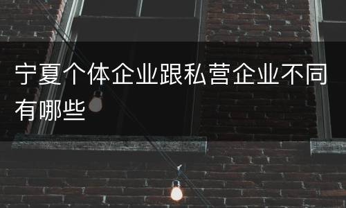 宁夏个体企业跟私营企业不同有哪些