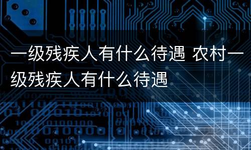 一级残疾人有什么待遇 农村一级残疾人有什么待遇