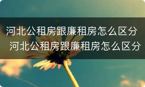河北公租房跟廉租房怎么区分 河北公租房跟廉租房怎么区分的