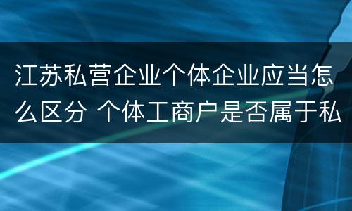 江苏私营企业个体企业应当怎么区分 个体工商户是否属于私营企业