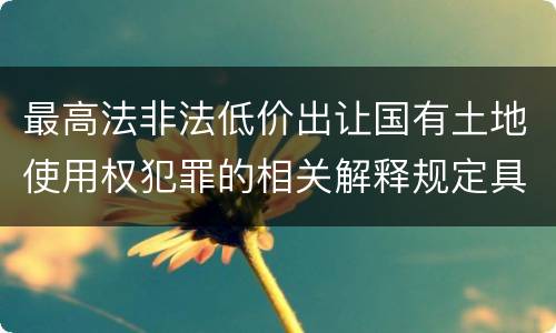 最高法非法低价出让国有土地使用权犯罪的相关解释规定具体有哪些主要内容