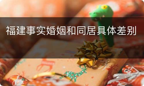 福建事实婚姻和同居具体差别
