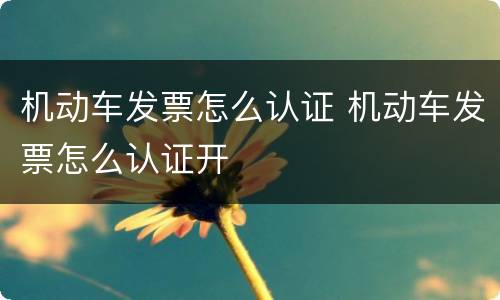 机动车发票怎么认证 机动车发票怎么认证开