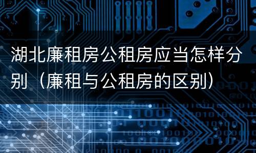 湖北廉租房公租房应当怎样分别（廉租与公租房的区别）
