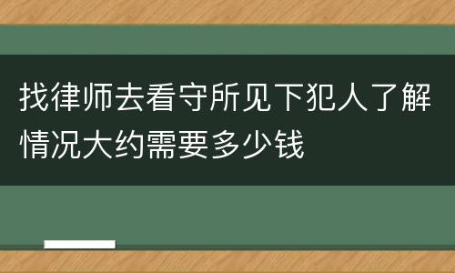 找律师去看守所见下犯人了解情况大约需要多少钱
