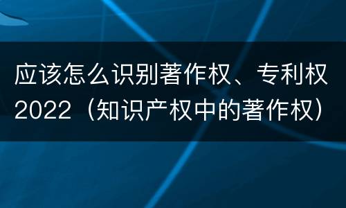 应该怎么识别著作权、专利权2022（知识产权中的著作权）