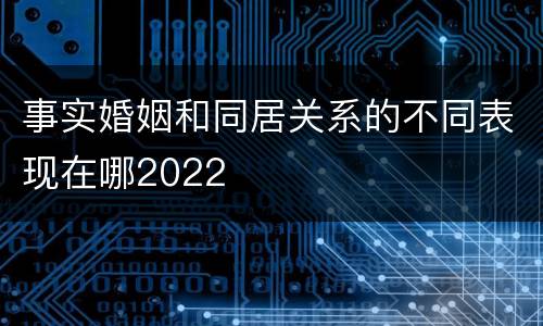 事实婚姻和同居关系的不同表现在哪2022
