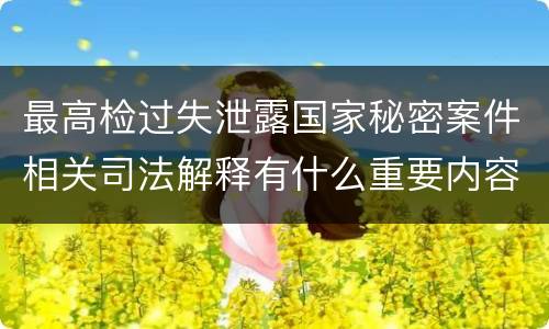 最高检过失泄露国家秘密案件相关司法解释有什么重要内容