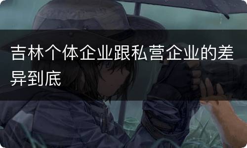 吉林个体企业跟私营企业的差异到底